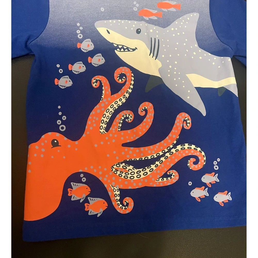 The Children's Place Graphic Tee Toddler 3T Blue Octopus Shark 1616